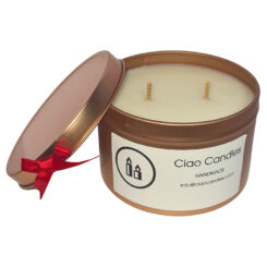 Candle double wick red ribbon